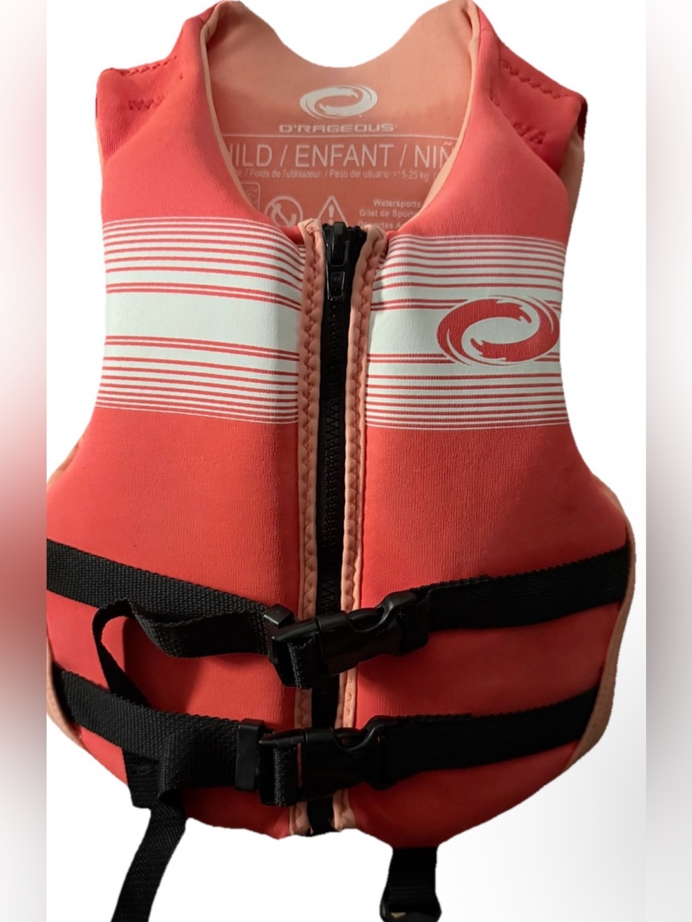 O'Rageous child's life vest Infant 33-55 Pounds pink